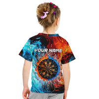 Custom Thunder Lightning Darts Kid T Shirt Dartboard Water Fire - Wonder Print Shop
