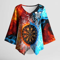 Custom Thunder Lightning Darts Kimono Sleeve Blouse Dartboard Water Fire - Wonder Print Shop