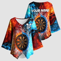 Custom Thunder Lightning Darts Kimono Sleeve Blouse Dartboard Water Fire - Wonder Print Shop