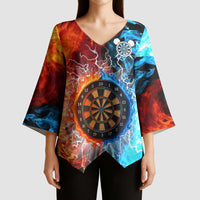 Custom Thunder Lightning Darts Kimono Sleeve Blouse Dartboard Water Fire - Wonder Print Shop
