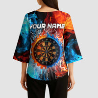 Custom Thunder Lightning Darts Kimono Sleeve Blouse Dartboard Water Fire - Wonder Print Shop