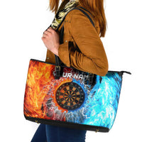Custom Thunder Lightning Darts Leather Tote Bag Dartboard Water Fire - Wonder Print Shop