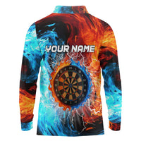 Custom Thunder Lightning Darts Long Sleeve Polo Shirt Dartboard Water Fire - Wonder Print Shop