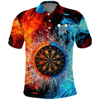 Custom Thunder Lightning Darts Polo Shirt Dartboard Water Fire - Wonder Print Shop