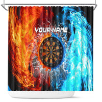 Custom Thunder Lightning Darts Shower Curtain Dartboard Water Fire - Wonder Print Shop