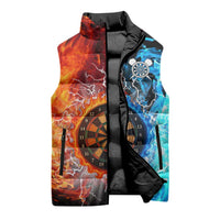 Custom Thunder Lightning Darts Sleeveless Puffer Jacket Dartboard Water Fire - Wonder Print Shop