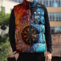Custom Thunder Lightning Darts Sleeveless Puffer Jacket Dartboard Water Fire - Wonder Print Shop