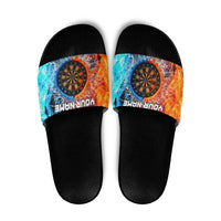 Custom Thunder Lightning Darts Slide Sandals Dartboard Water Fire - Wonder Print Shop