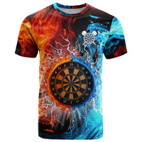 Custom Thunder Lightning Darts T Shirt Dartboard Water Fire - Wonder Print Shop