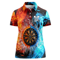 Custom Thunder Lightning Darts Women Polo Shirt Dartboard Water Fire - Wonder Print Shop