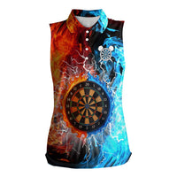 Custom Thunder Lightning Darts Women Sleeveless Polo Shirt Dartboard Water Fire - Wonder Print Shop