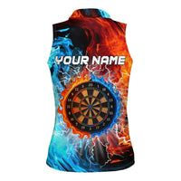 Custom Thunder Lightning Darts Women Sleeveless Polo Shirt Dartboard Water Fire - Wonder Print Shop