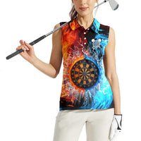Custom Thunder Lightning Darts Women Sleeveless Polo Shirt Dartboard Water Fire - Wonder Print Shop