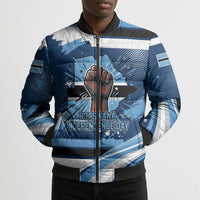 Botswana Independence Day Bomber Puffer Jacket Raised Fist Map Graphic With National Coat Of Arms