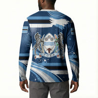 Botswana Independence Day Button Sweatshirt Raised Fist Map Graphic With National Coat Of Arms