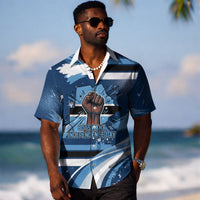Botswana Independence Day Hawaiian Shirt Raised Fist Map Graphic With National Coat Of Arms