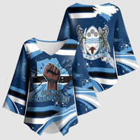 Botswana Independence Day Kimono Sleeve Blouse Raised Fist Map Graphic With National Coat Of Arms