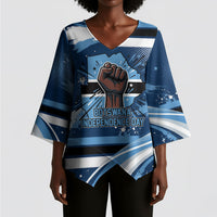 Botswana Independence Day Kimono Sleeve Blouse Raised Fist Map Graphic With National Coat Of Arms