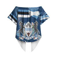 Botswana Independence Day Off Shoulder Wrap Waist Top Raised Fist Map Graphic With National Coat Of Arms