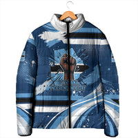 Botswana Independence Day Padded Jacket Raised Fist Map Graphic With National Coat Of Arms