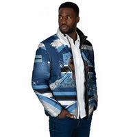 Botswana Independence Day Padded Jacket Raised Fist Map Graphic With National Coat Of Arms