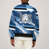 Botswana Independence Day Sleeve Zip Bomber Jacket Raised Fist Map Graphic With National Coat Of Arms