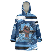 Botswana Independence Day Wearable Blanket Hoodie Raised Fist Map Graphic With National Coat Of Arms