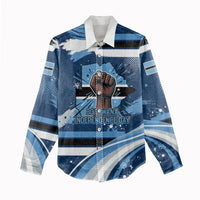 Botswana Independence Day Women Casual Shirt Raised Fist Map Graphic With National Coat Of Arms