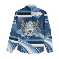 Botswana Independence Day Women Casual Shirt Raised Fist Map Graphic With National Coat Of Arms