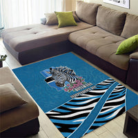 Botswana Independence Day Area Rug Flying Dove Graphic Zebra Portrait Flag Map