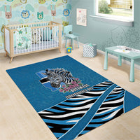 Botswana Independence Day Area Rug Flying Dove Graphic Zebra Portrait Flag Map