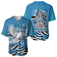 Botswana Independence Day Baseball Jersey Flying Dove Graphic Zebra Portrait Flag Map