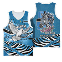 Botswana Independence Day Basketball Jersey Flying Dove Graphic Zebra Portrait Flag Map