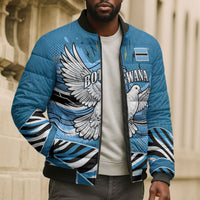 Botswana Independence Day Bomber Puffer Jacket Flying Dove Graphic Zebra Portrait Flag Map