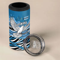 Botswana Independence Day 4 in 1 Can Cooler Tumbler Flying Dove Graphic Zebra Portrait Flag Map