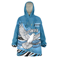 Botswana Independence Day Kid Wearable Blanket Hoodie Flying Dove Graphic Zebra Portrait Flag Map