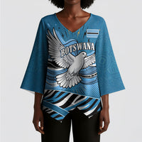Botswana Independence Day Kimono Sleeve Blouse Flying Dove Graphic Zebra Portrait Flag Map
