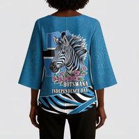 Botswana Independence Day Kimono Sleeve Blouse Flying Dove Graphic Zebra Portrait Flag Map