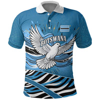 Botswana Independence Day Polo Shirt Flying Dove Graphic Zebra Portrait Flag Map