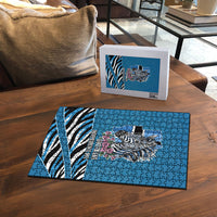 Botswana Independence Day Puzzle Flying Dove Graphic Zebra Portrait Flag Map