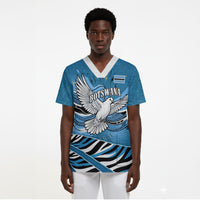 Botswana Independence Day Scrub Top Flying Dove Graphic Zebra Portrait Flag Map