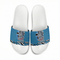 Botswana Independence Day Slide Sandals Flying Dove Graphic Zebra Portrait Flag Map