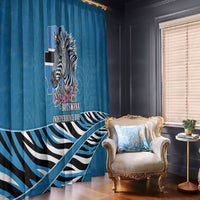 Botswana Independence Day Window Curtain Flying Dove Graphic Zebra Portrait Flag Map