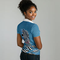 Botswana Independence Day Women Polo Shirt Flying Dove Graphic Zebra Portrait Flag Map