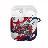 North Korea Flag Day Rise With The Flag AirPods Case Dynamic Red Star Paint Splatter With Tiger