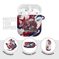 North Korea Flag Day Rise With The Flag AirPods Case Dynamic Red Star Paint Splatter With Tiger
