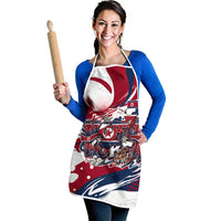 North Korea Flag Day Rise With The Flag Apron Dynamic Red Star Paint Splatter With Tiger