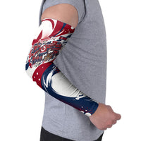 North Korea Flag Day Rise With The Flag Arm Sleeves Dynamic Red Star Paint Splatter With Tiger