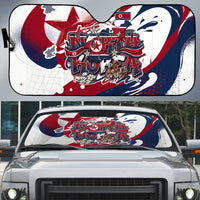 North Korea Flag Day Rise With The Flag Auto Sun Shade Dynamic Red Star Paint Splatter With Tiger