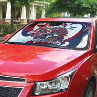 North Korea Flag Day Rise With The Flag Auto Sun Shade Dynamic Red Star Paint Splatter With Tiger